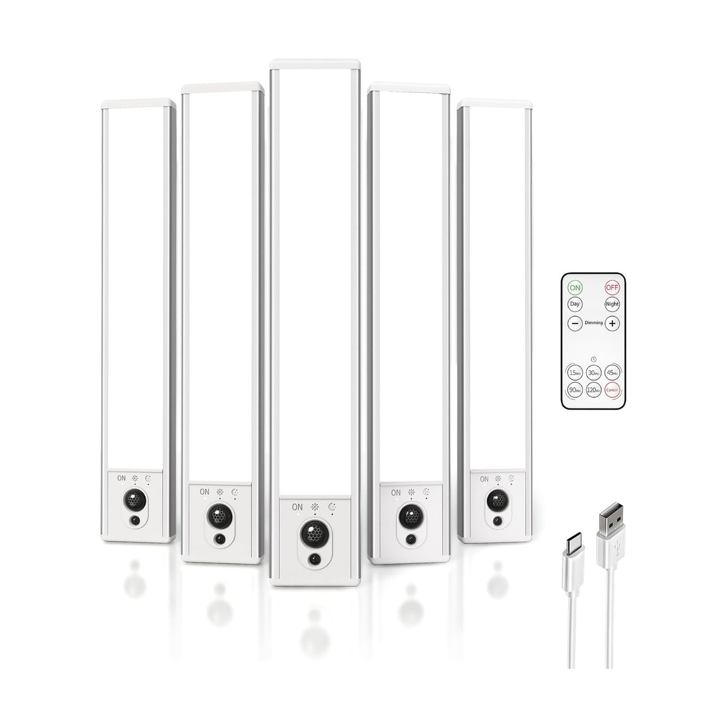 EZVALO 5-Pack Under Cabinet Lighting, 2400mAh Motion Sensor Light, LED Closet Lights Wireless, 6500K Dimmable, Timer