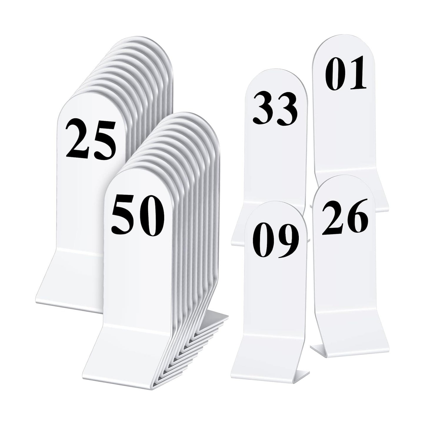 50 Pcs Table Numbers 1-50 Acrylic Double Sided Number Cards for Restaurant Acrylic Tent Table Holders Tent Cards