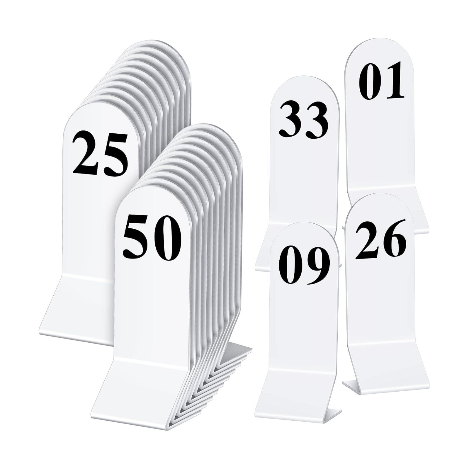 50 Pcs Table Numbers 1-50 Acrylic Double Sided Number Cards for Restaurant Acrylic Tent Table Holders Tent Cards