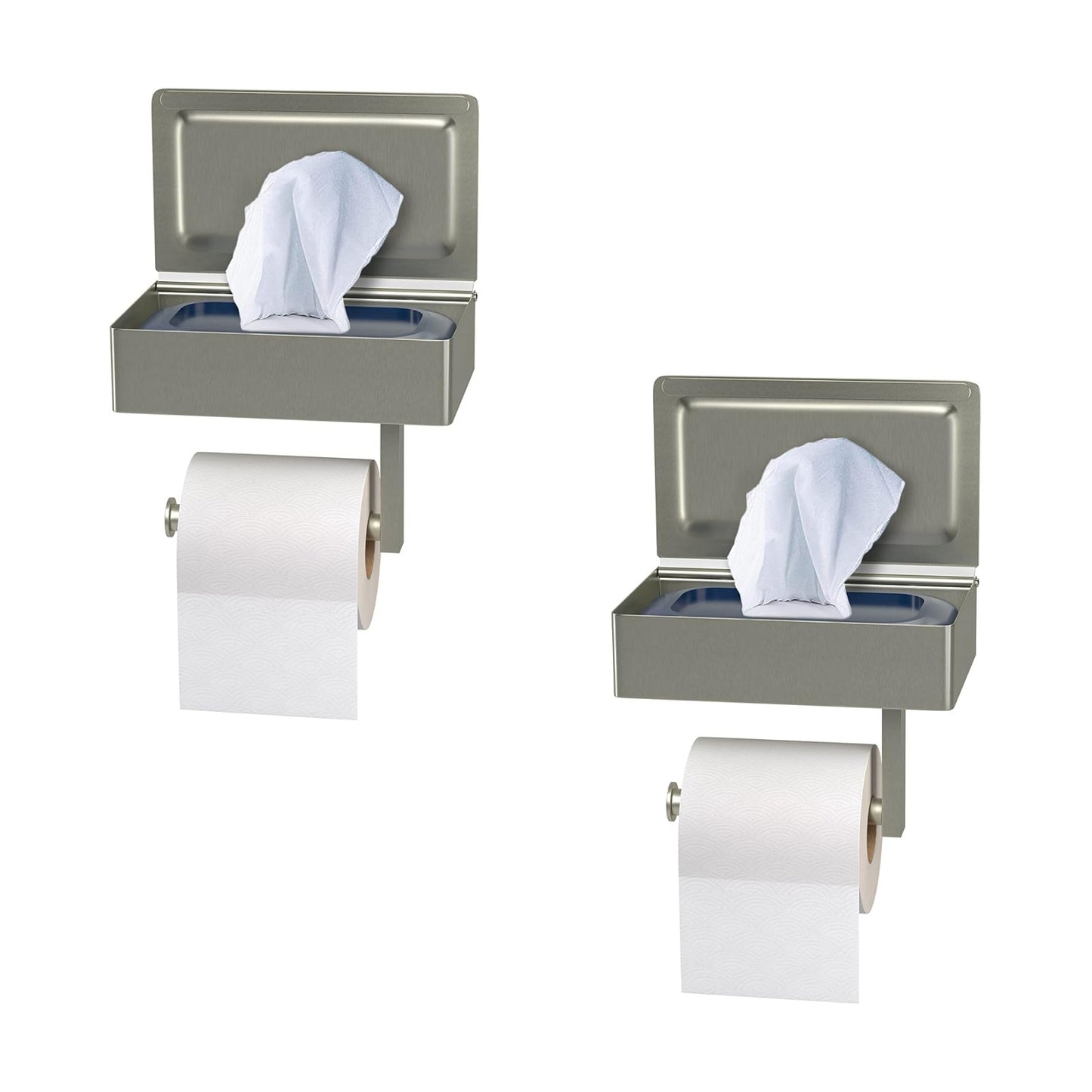 Brushed Nickel Toilet Paper Holder Wall Mounted with Shelf & Wipes Storage – Stainless Steel SUS304 Modern Toilet