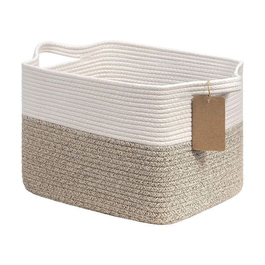 Woven Storage Basket / Light Brown / 13"L x 10"W x 9"H / 13 x 10 x 9