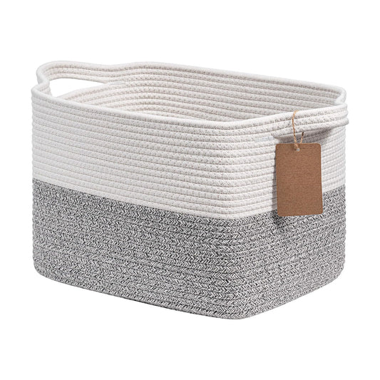 Woven Storage Basket / Light Grey / 13"L x 10"W x 9"H