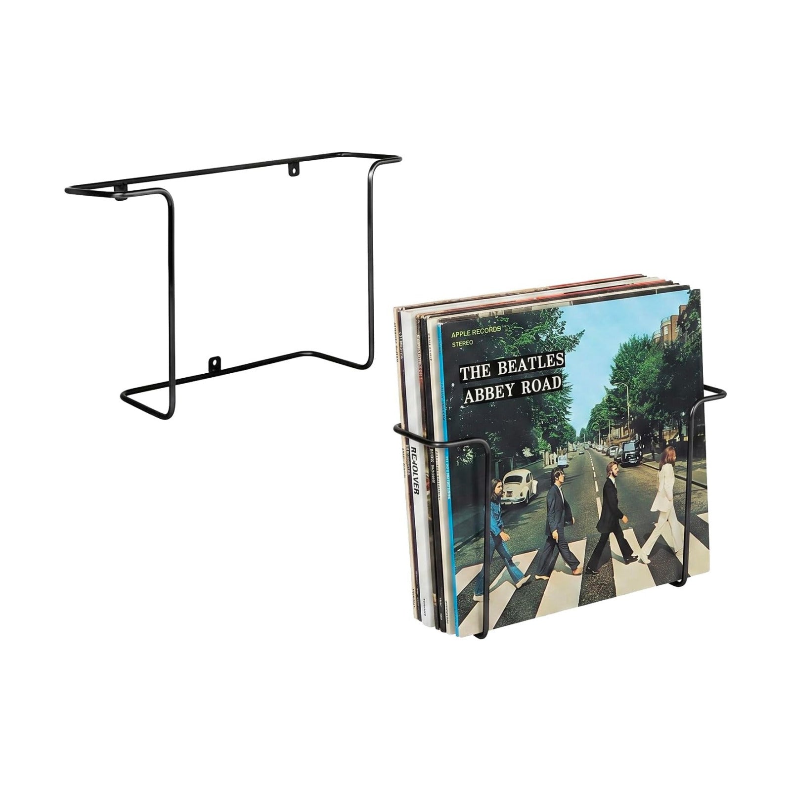 MyGift 2 Pack Vinyl Record Wall Mount Holder Black Metal Display Shelf | Holds LP Albums, Black Metal Frame, Floating