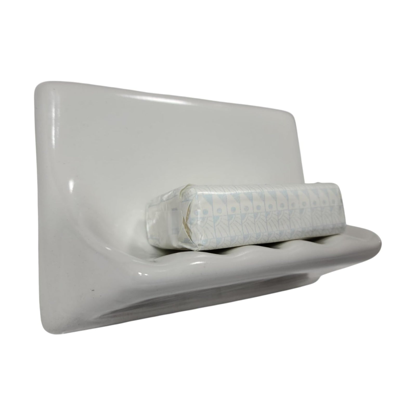 Snow Ceramic Tile Soap Dish Shower Tray Vintage Mid Century Modern Retro / White