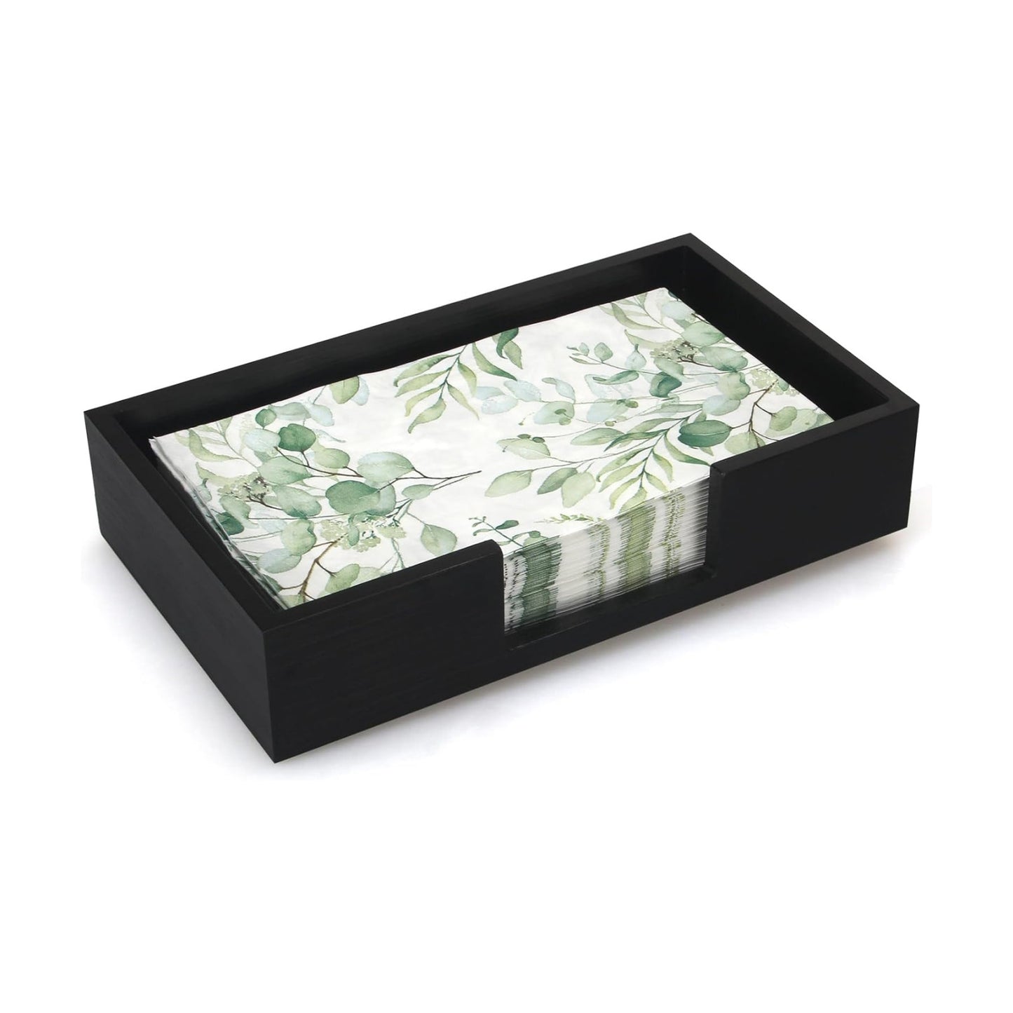 Black Wooden Napkin Holder Guest Towels Holder Flat Bathroom Napkins Holder Disposable / Black Wood