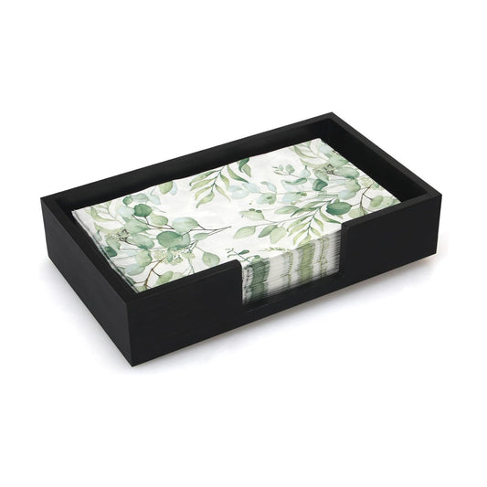 Black Wooden Napkin Holder Guest Towels Holder Flat Bathroom Napkins Holder Disposable / Black Wood