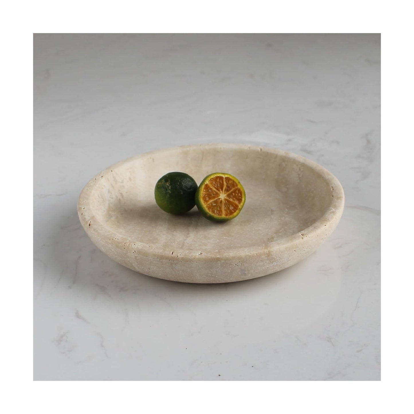 Natural Marble Travertine Ring Dish Jewelry Tray 5.5" for Women / Beige Travertine