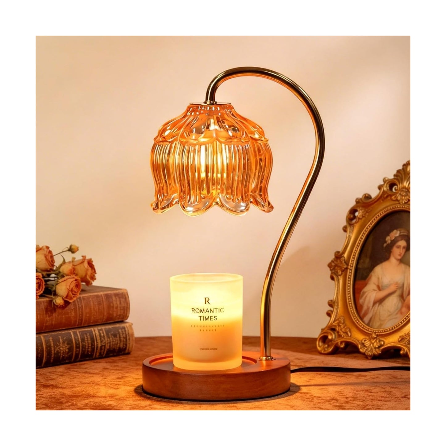 Funistree Flower Candle Warmer Lamp with Timer, Dimmable Candle Lamp Warmer, Christmas Birthday Gifts for Women Mom