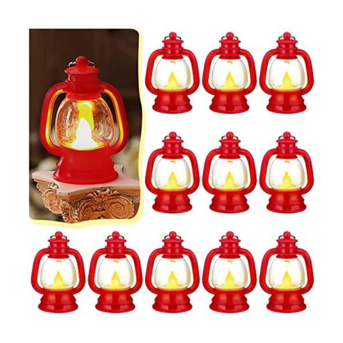 Ferraycle 12 Pcs Mini Lanterns Bulk 4 Inch Red Lamp Table Centerpieces