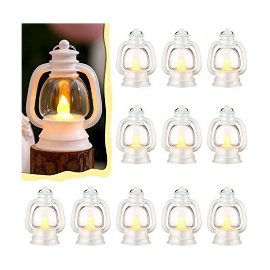 Ferraycle 12 Pcs Mini Lanterns Bulk 4 Inch White Lamp Table Centerpieces