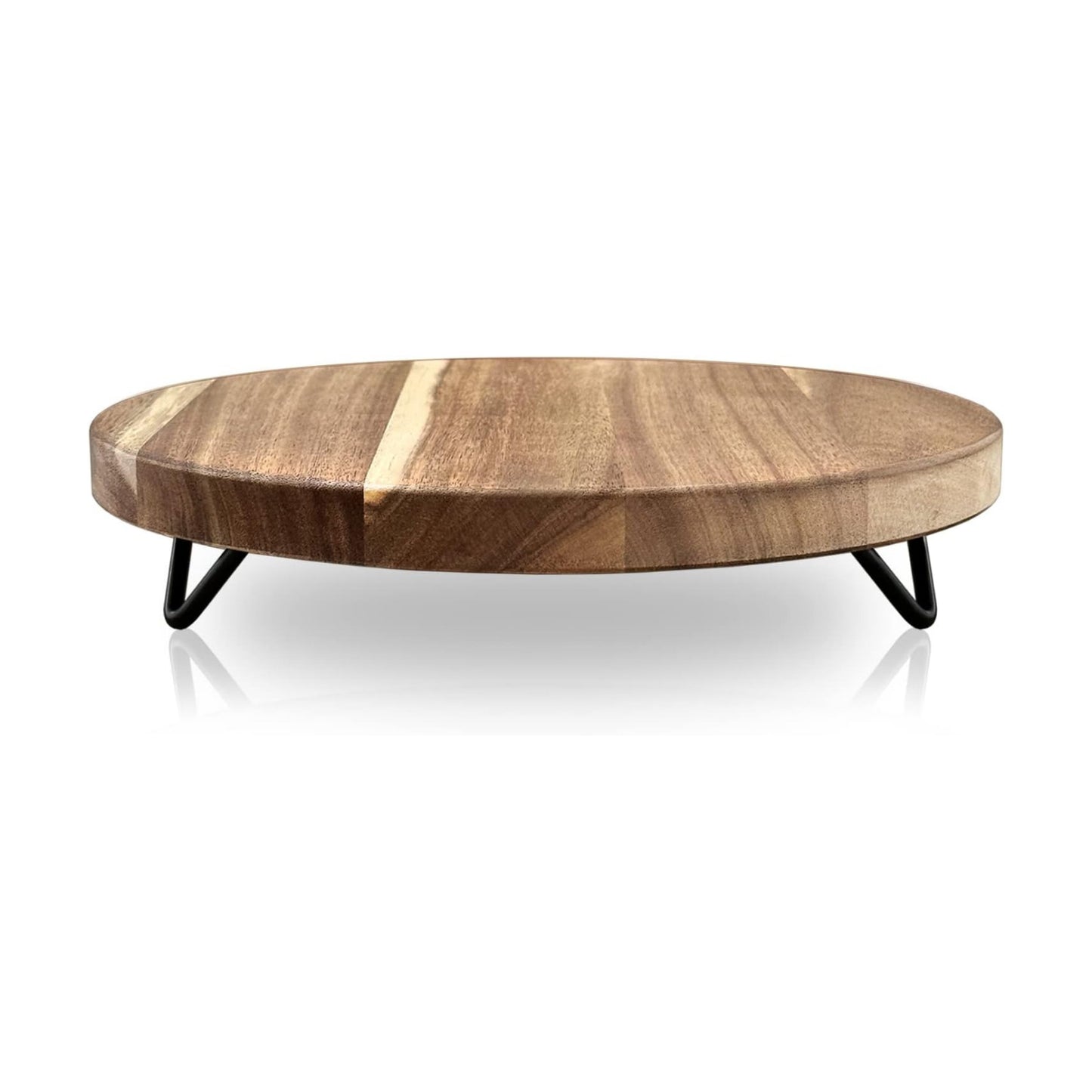 Pedestal Tray / Decorative Round Wood Riser for Display / 10-inch