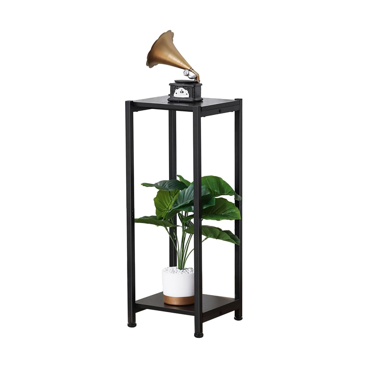 Dipion 31 Inch Tall Plant Stand Indoor,2 Tier Pedestal Stand Table,Black | Rock-Solid Stability,Adjustable