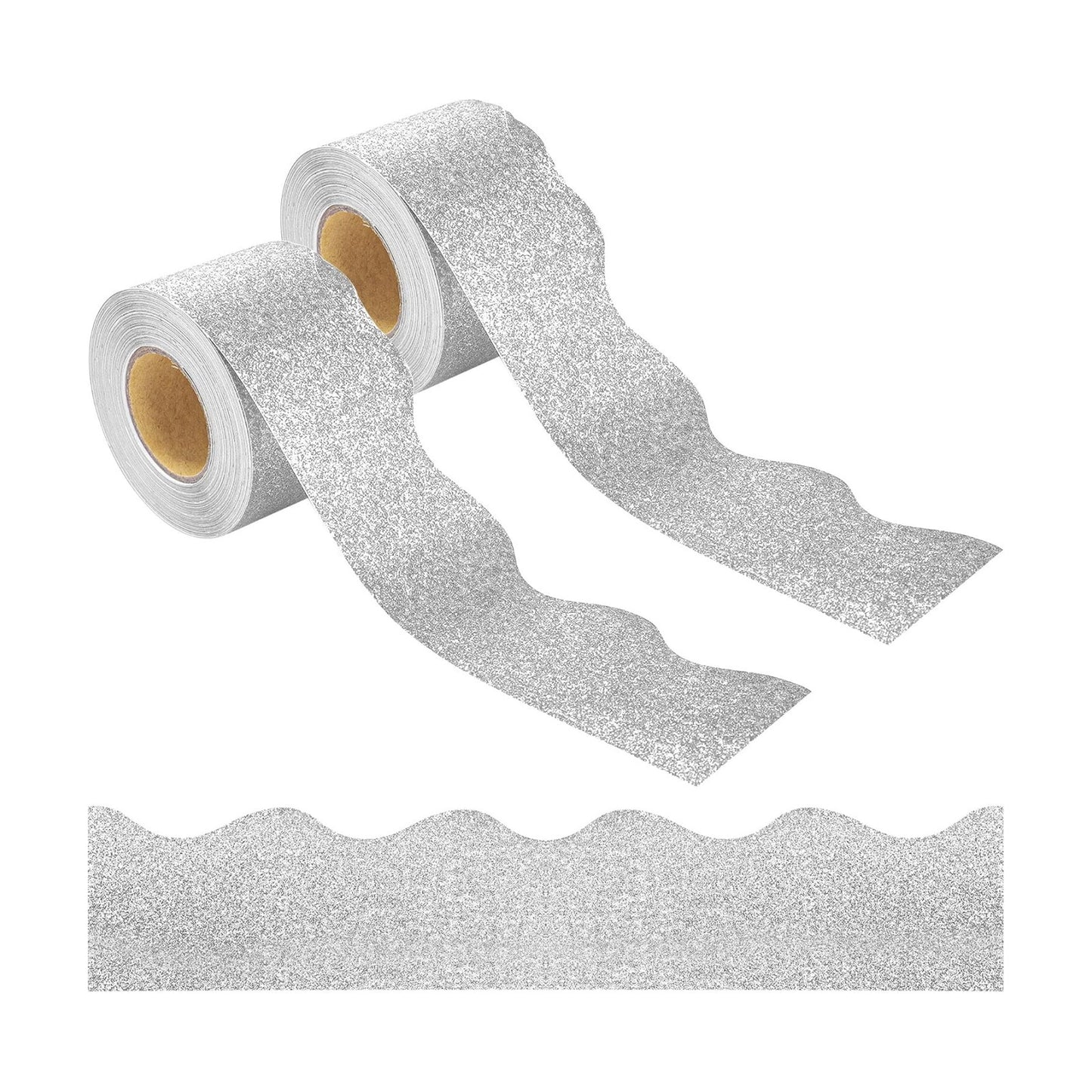 Glitter Bulletin Board Borders Scalloped Bulletin Board Trims Shiny Decorative / Silver / 131 Inch