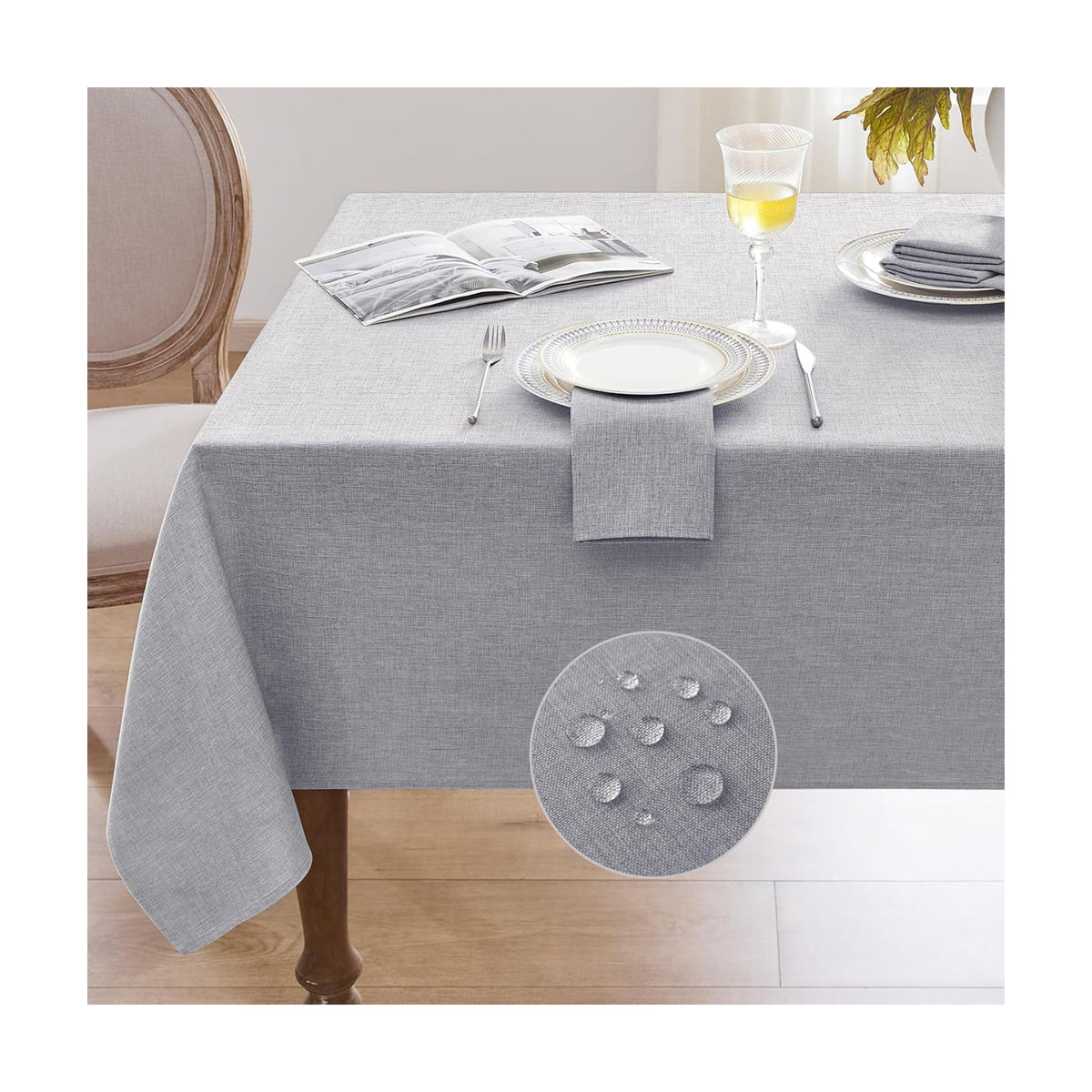 Softalker Small Outdoor Tablecloths Rectangle 70 x 52 Inch Grey Linen Textured Table cloth Stain and Wrinkle Resistant Table Cover for Spring,Easter,Summer,Party,Garden,Coffee Farmhouse Decor Tabletop