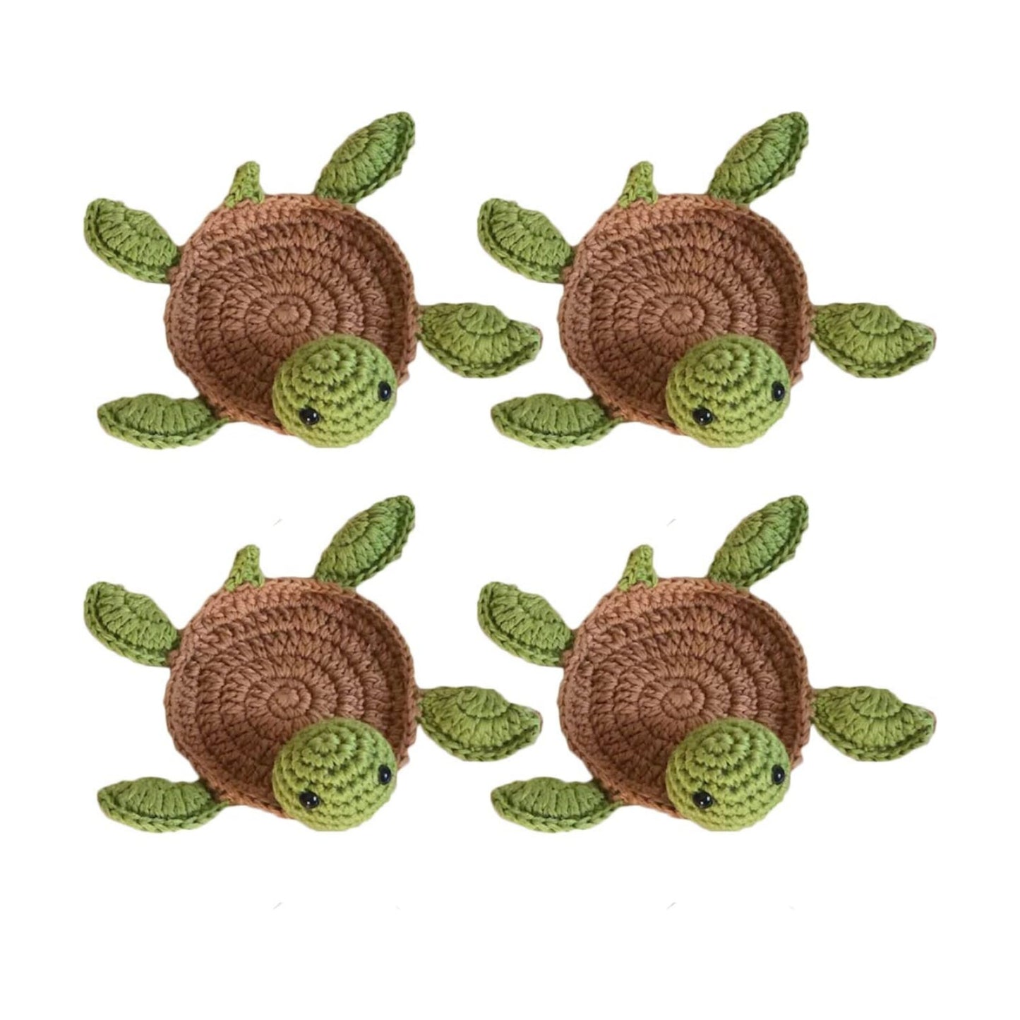 Funny Handmade Woven Coaster Set / Tortoise / Set of 4