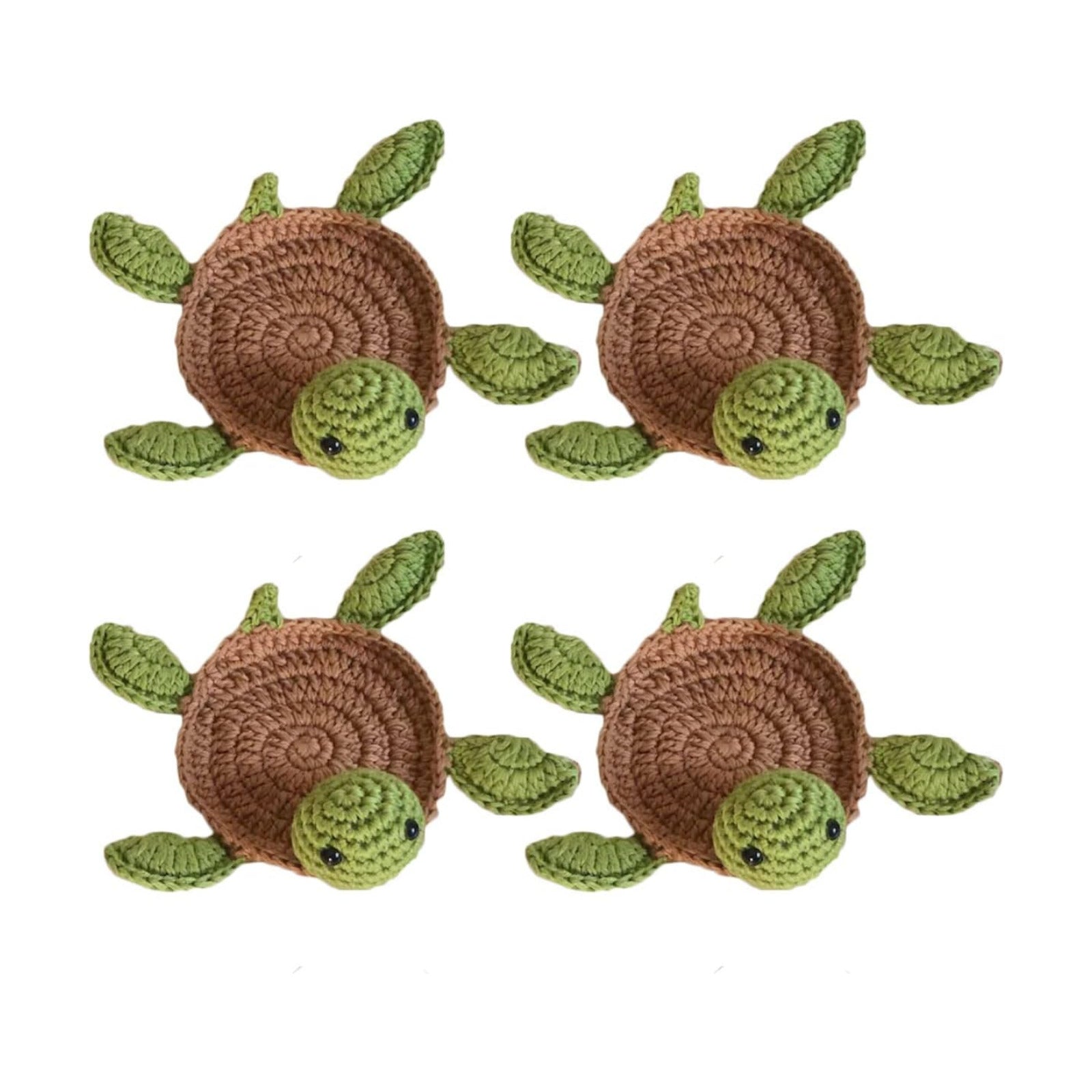 Funny Handmade Woven Coaster Set / Tortoise / Set of 4
