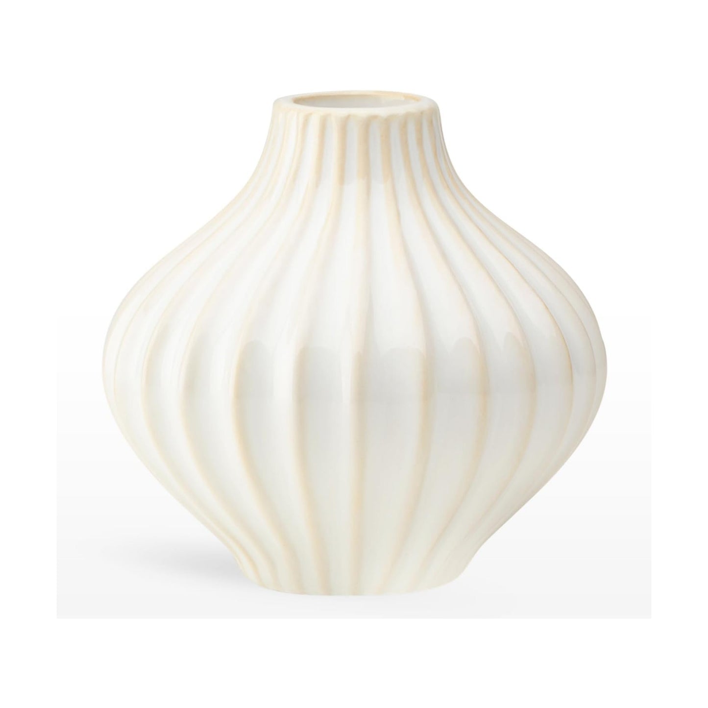 4" Ribbed Ceramic Bud Vase for Flowers / 4.5-inch / White / 4.5 Inch