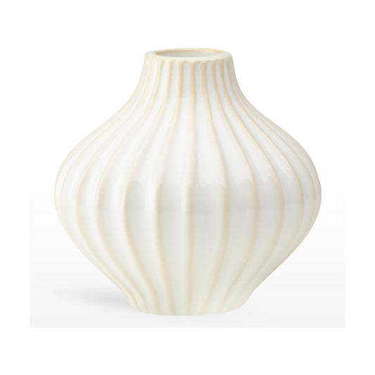 4" Ribbed Ceramic Bud Vase for Flowers / 4.5-inch / White / 4.5 Inch