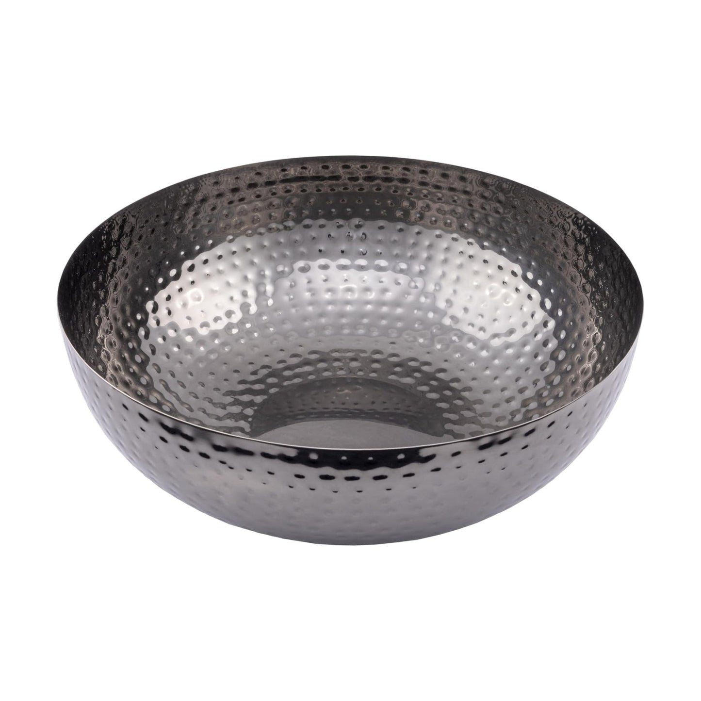 Round Hammered Metal Bowl / Oxidized Silver
