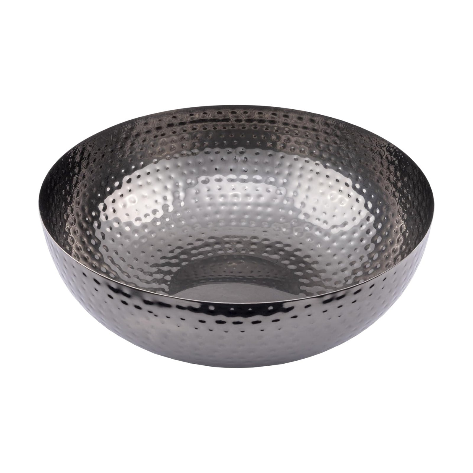 Round Hammered Metal Bowl / Oxidized Silver