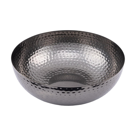 Round Hammered Metal Bowl / Oxidized Silver
