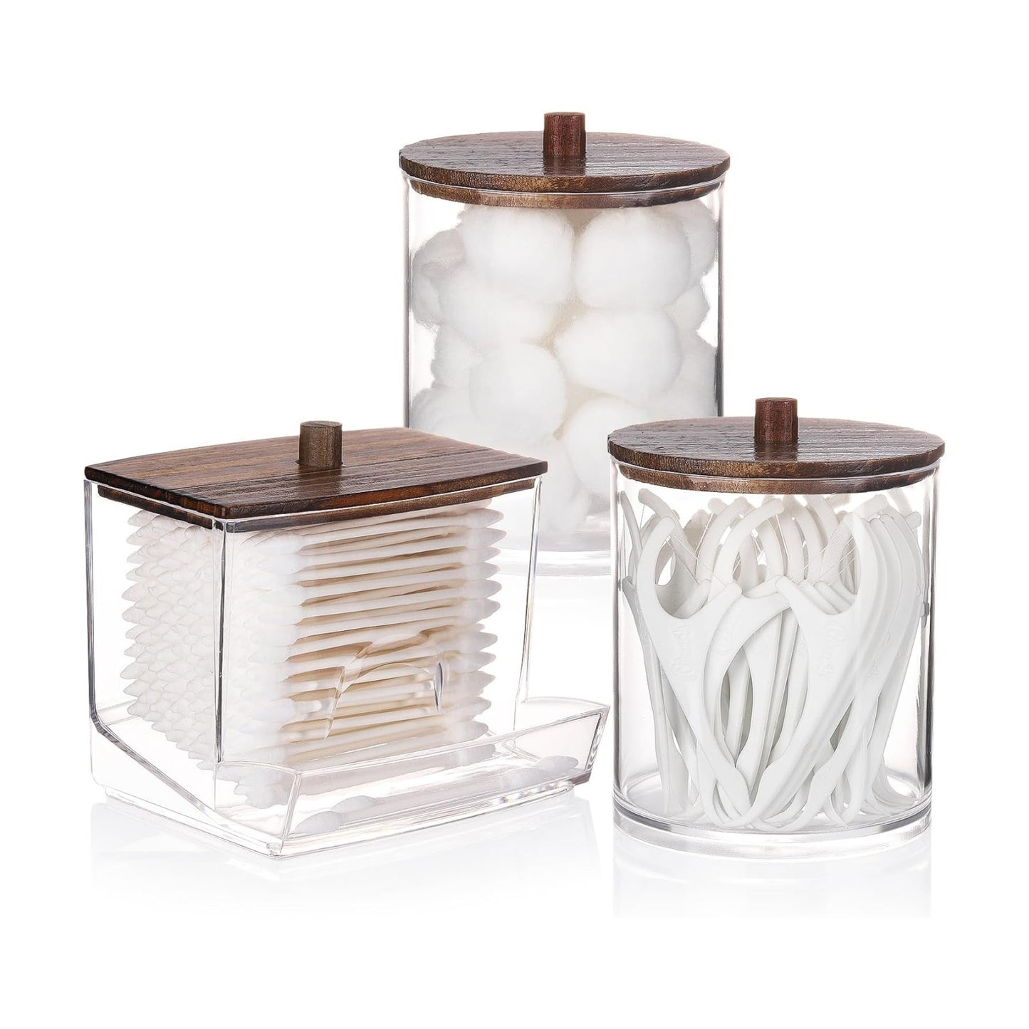 Tbestmax Qtips Dispenser Bathroom Container, 10/12 oz Big Cotton Ball Holder, Apothecary Jar Organizer for Storage
