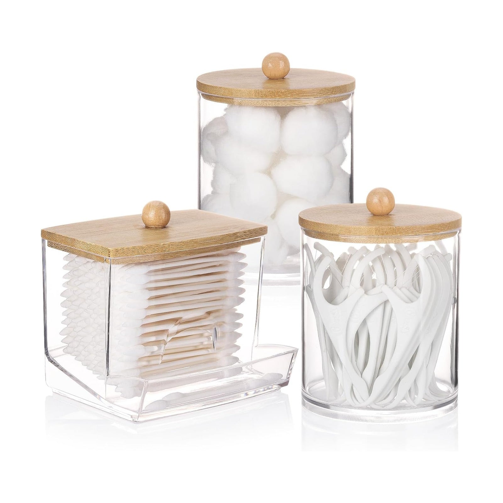 Tbestmax Qtips Dispenser Bathroom Container, 10/12 oz Cotton Ball Holder, Apothecary Jar Organizer for Storage Cotton