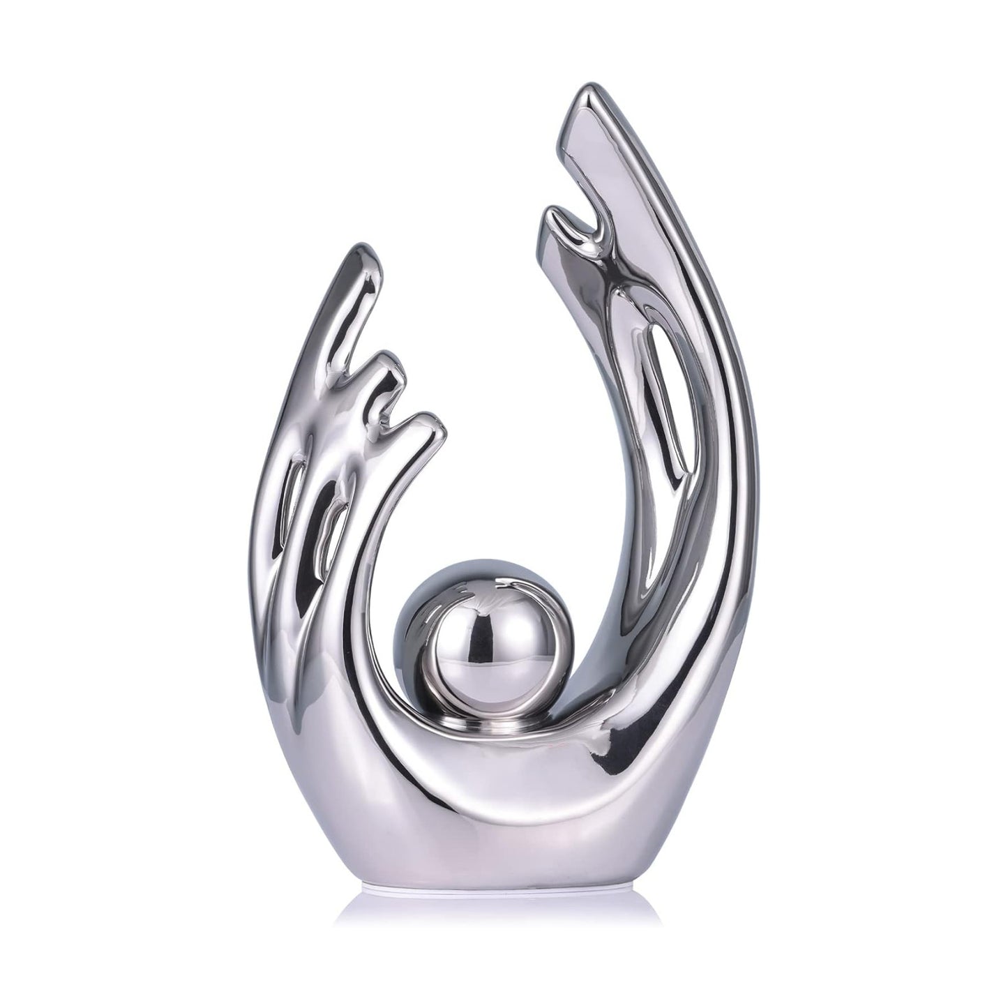Abstract Art Ceramic Statue / Silver / Small