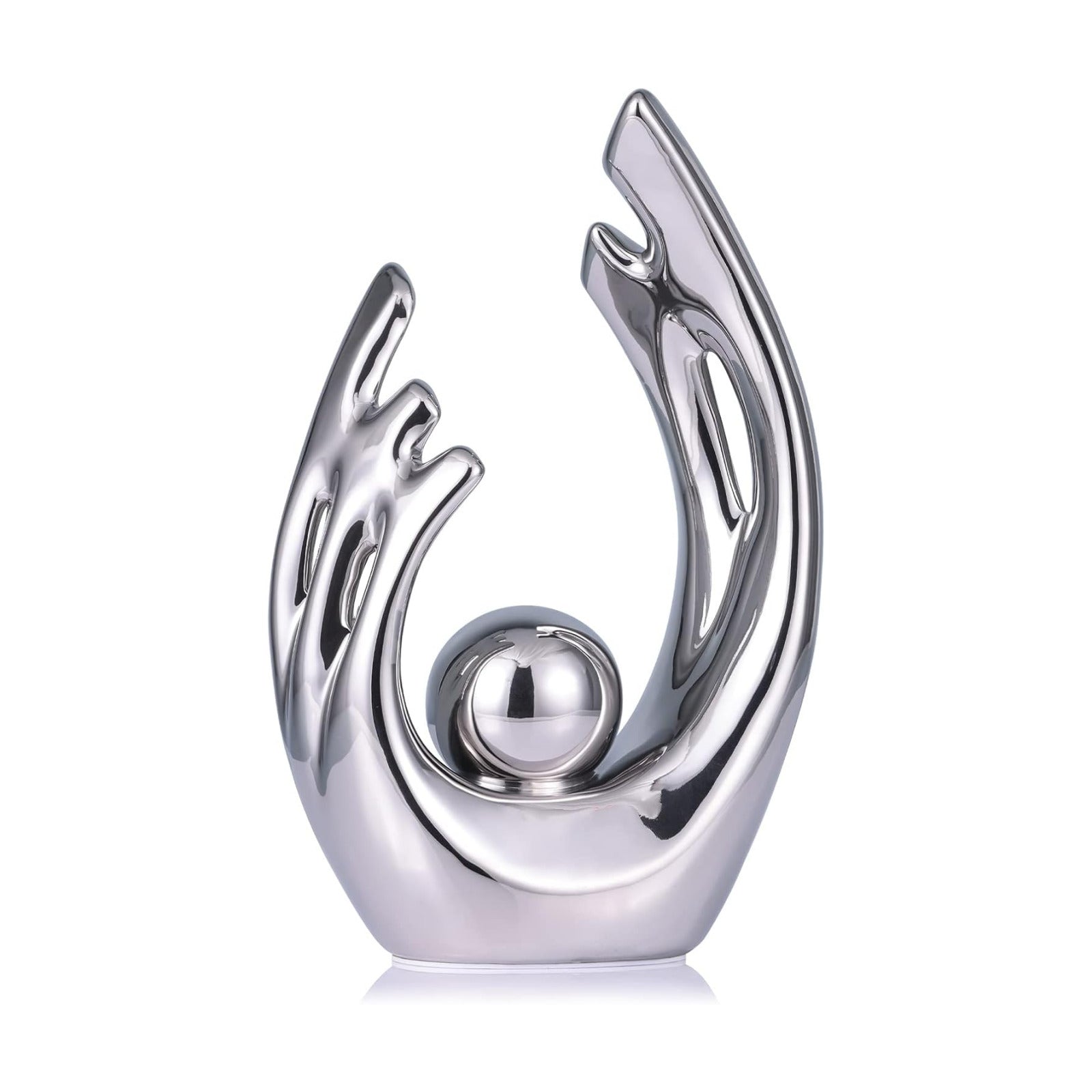 Abstract Art Ceramic Statue / Silver / Small