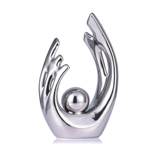 Abstract Art Ceramic Statue / Silver / Small