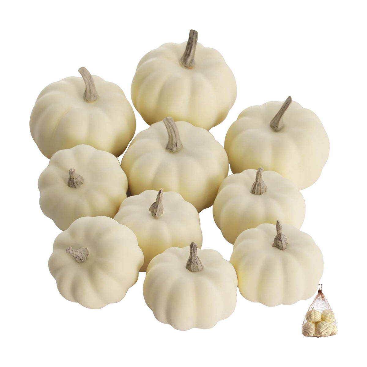 Artgar Pumpkin Decor - White Pumpkin - 10 PCS Mini Pumpkins Harvest Set