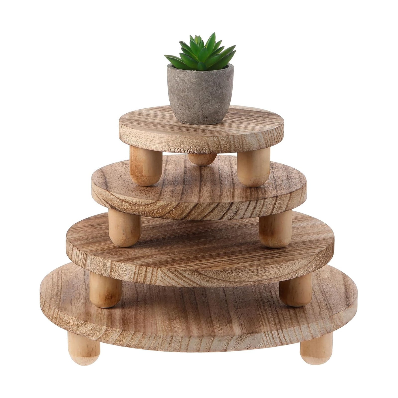 Mini Wooden Plant Stool Display Cake Stand 12/10/8/ Round Plant Risers / Wood / 6 Inch / Set of 4