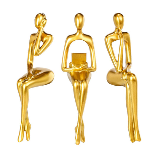 Golden Resin Collectible Figurines / Sitting Posture--gold