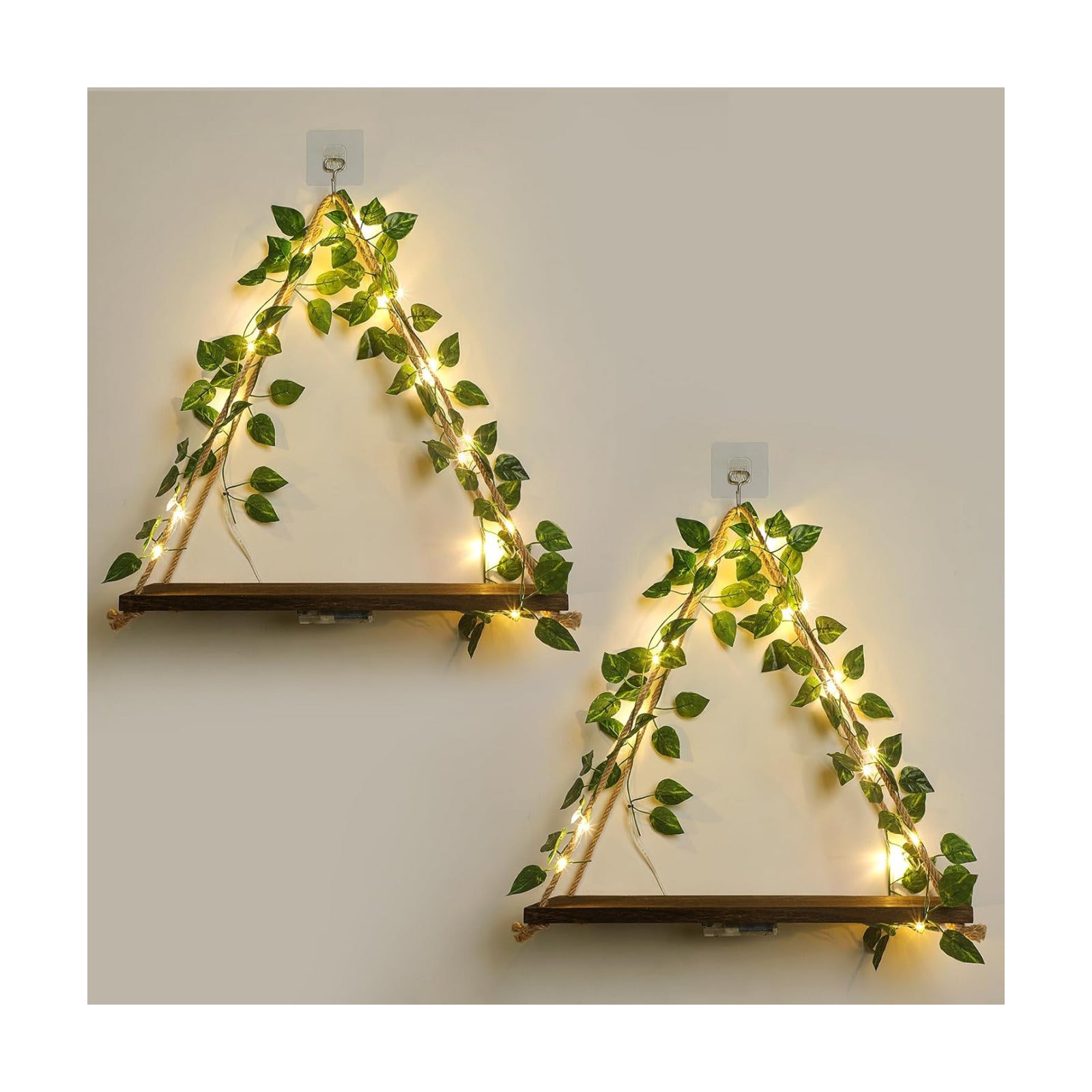 Floating Shelves / Plant Wall Decor / Green Leaf