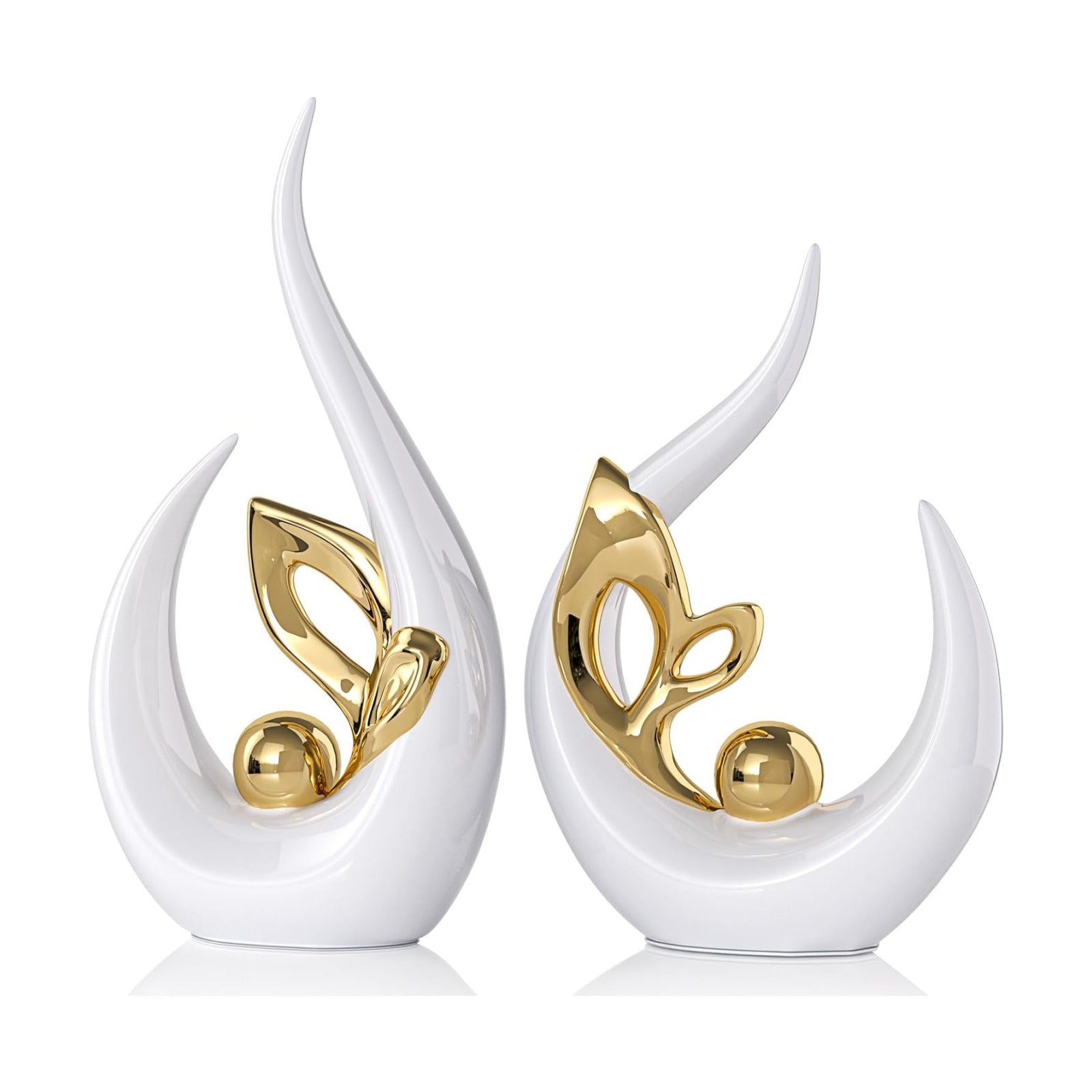 Abstract Ceramic Statue and Sculptures / White Gold