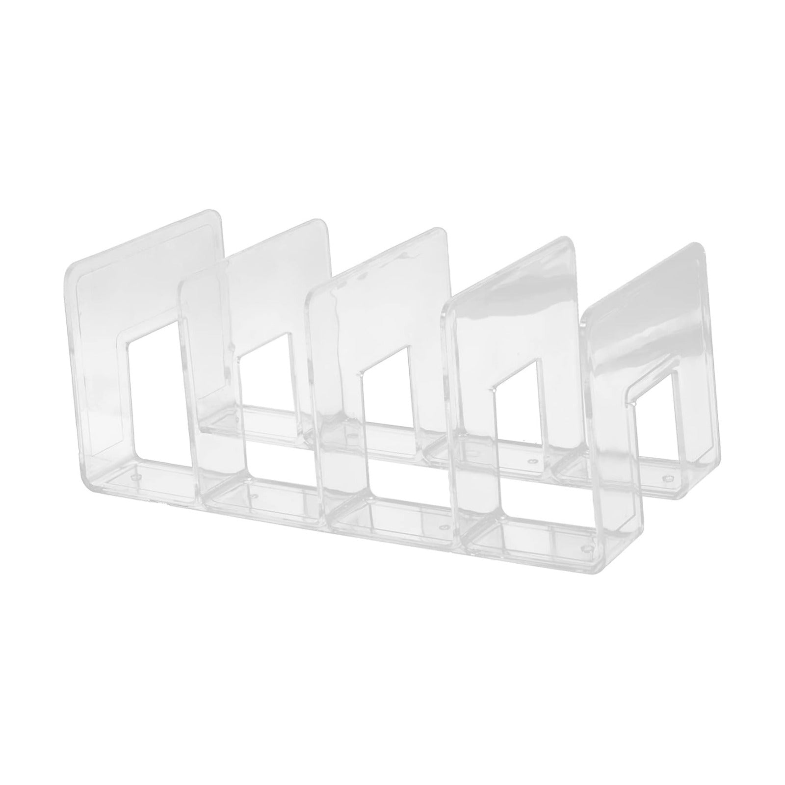 4 Bookends Storage File Boxes Non- Skid Bookend Document Rack Folders for Filing Cabinet / Clear
