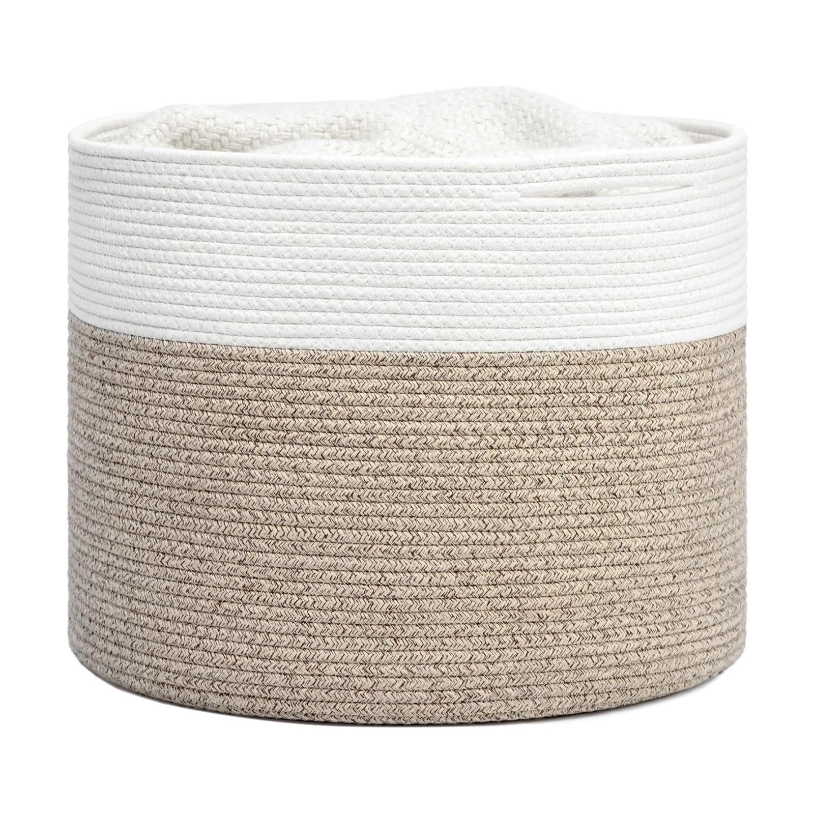 Woven Rope Basket / Light Brown / 15.8 x 15.8 x 13.8