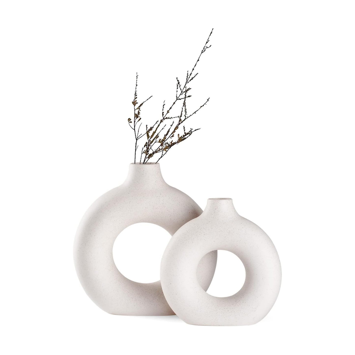 Ceramic Vase / White / Donut / Set of 2