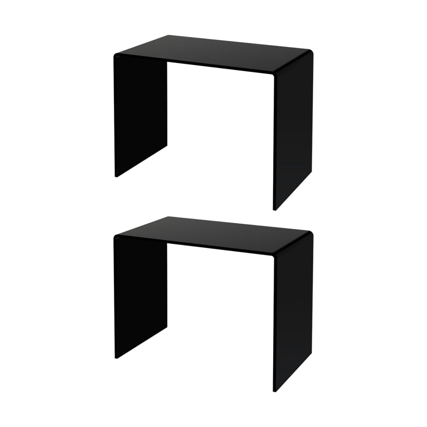 Marketing Holders 2 Pack Acrylic Riser Display Stand Glossy Black Plexiglass 10.5 Inch Wide x 6 Inch Deep x 8 Inch High