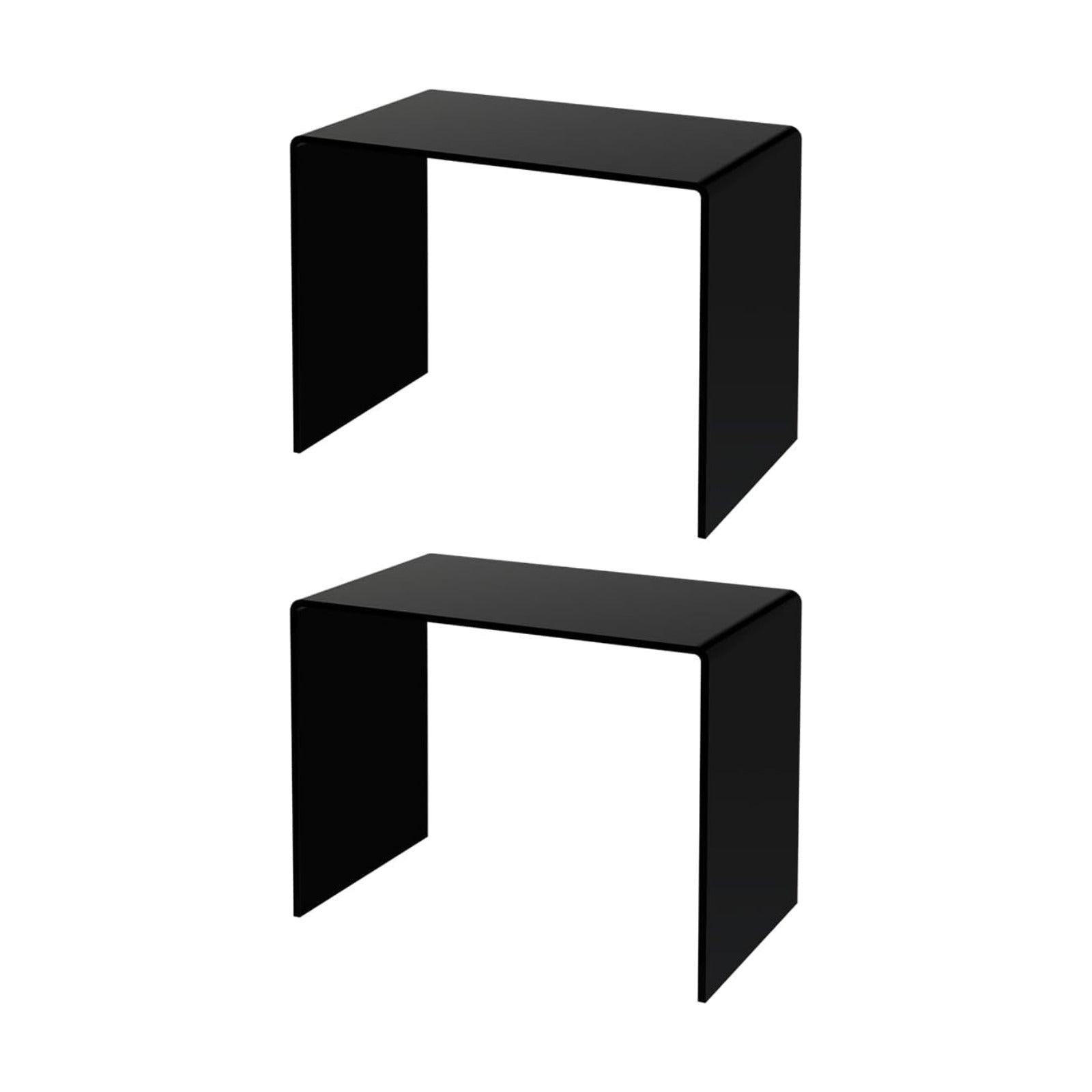 Marketing Holders 2 Pack Acrylic Riser Display Stand Glossy Black Plexiglass 10.5 Inch Wide x 6 Inch Deep x 8 Inch High