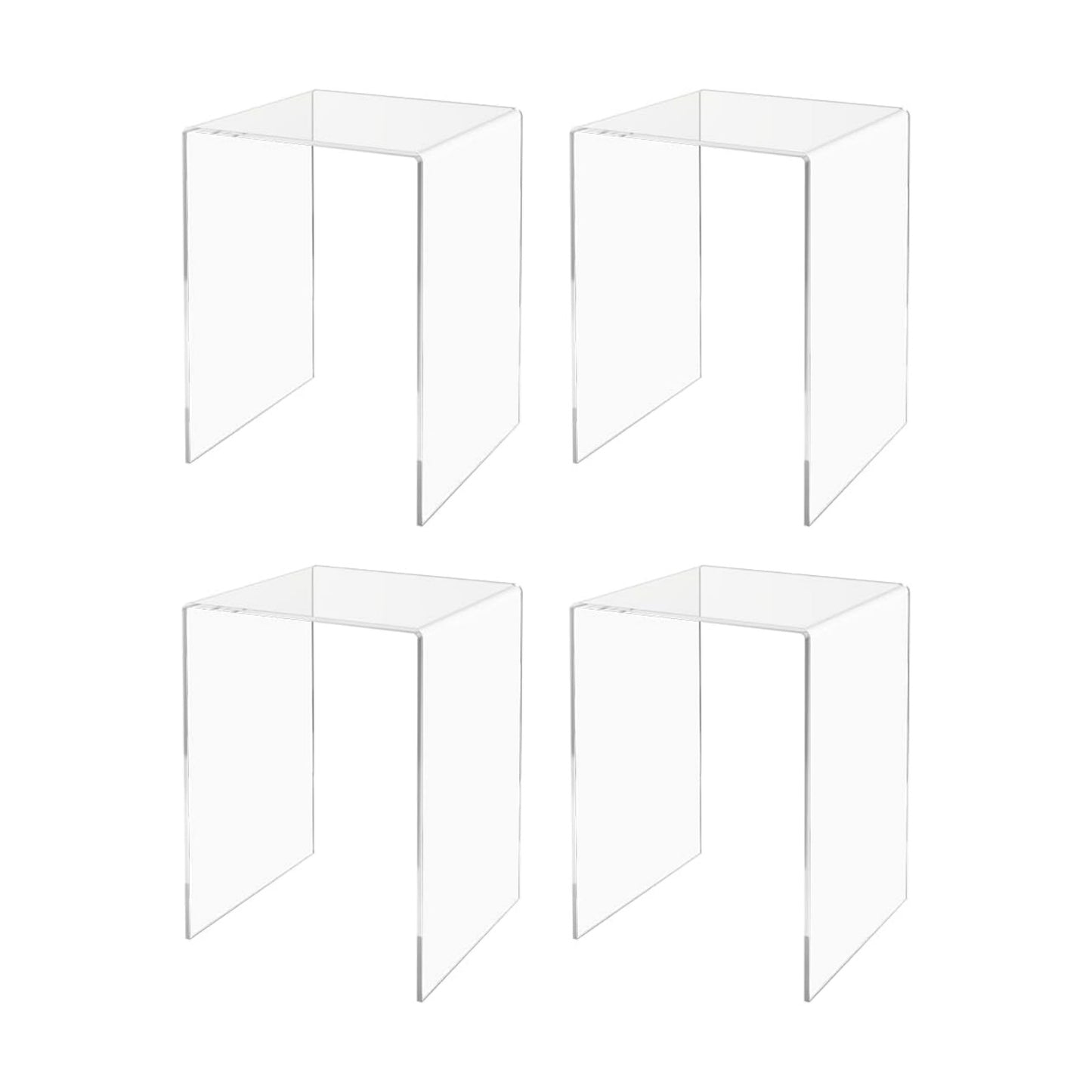 Marketing Holders 4 Pack Clear Acrylic Riser Display Stand 8" x 8" x 12" Merchandise Showcase One Piece Fixture Retail