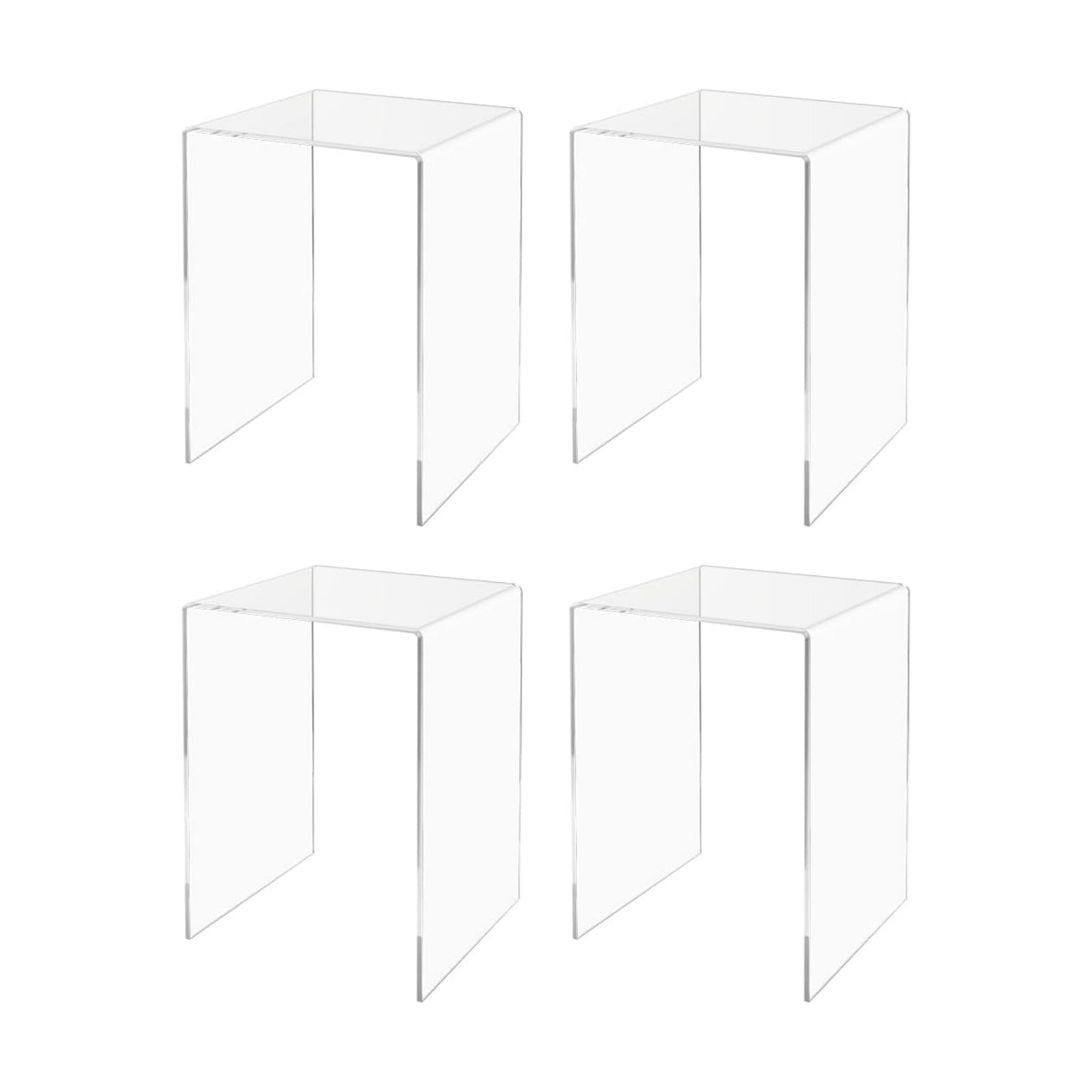 Marketing Holders 4 Pack Clear Acrylic Riser Display Stand 8" x 8" x 12" Merchandise Showcase One Piece Fixture Retail