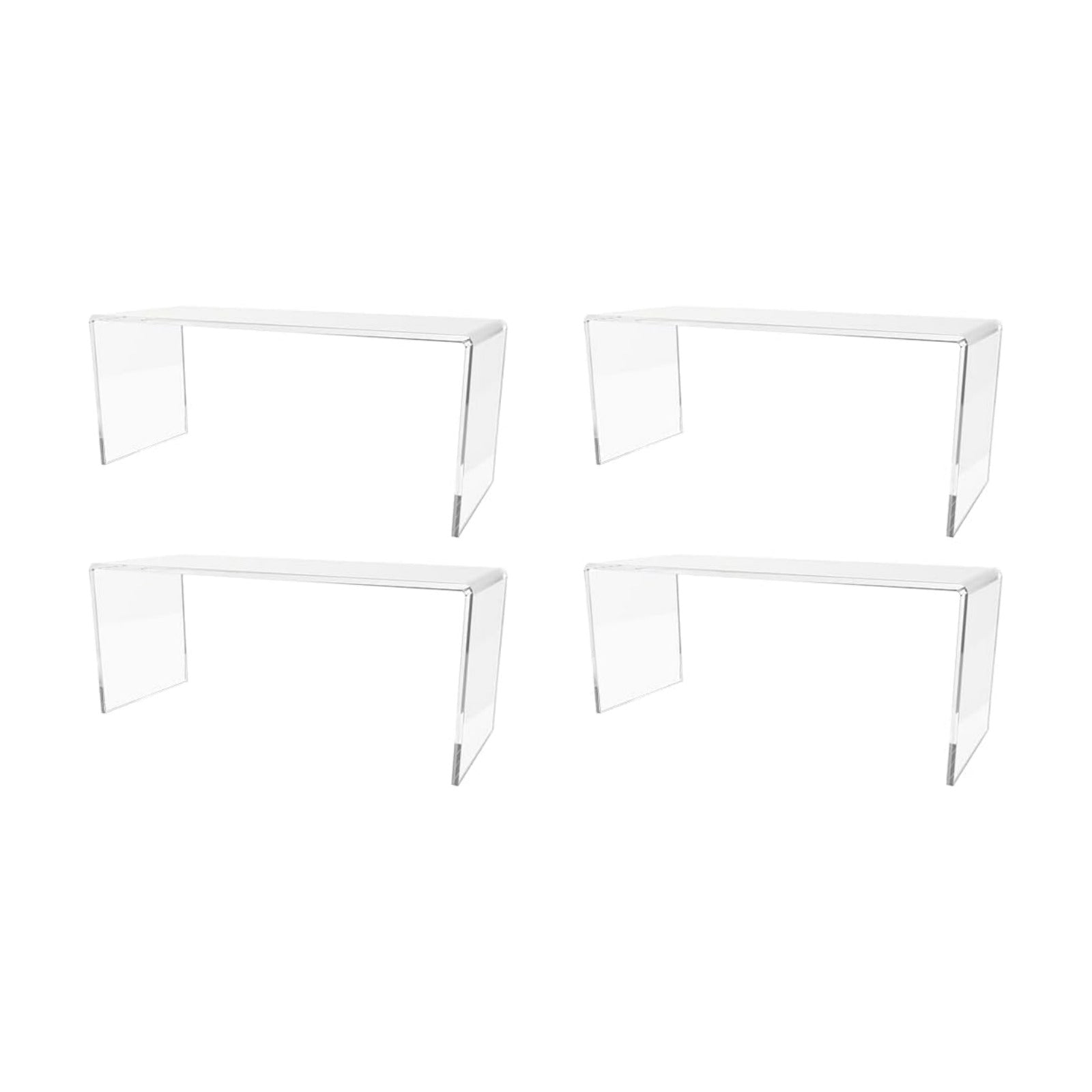 Marketing Holders 4 Pack Acrylic Riser Display Stand 12 Inch Wide by 4.5 Inch Deep Clear Plastic Countertop Tabletop