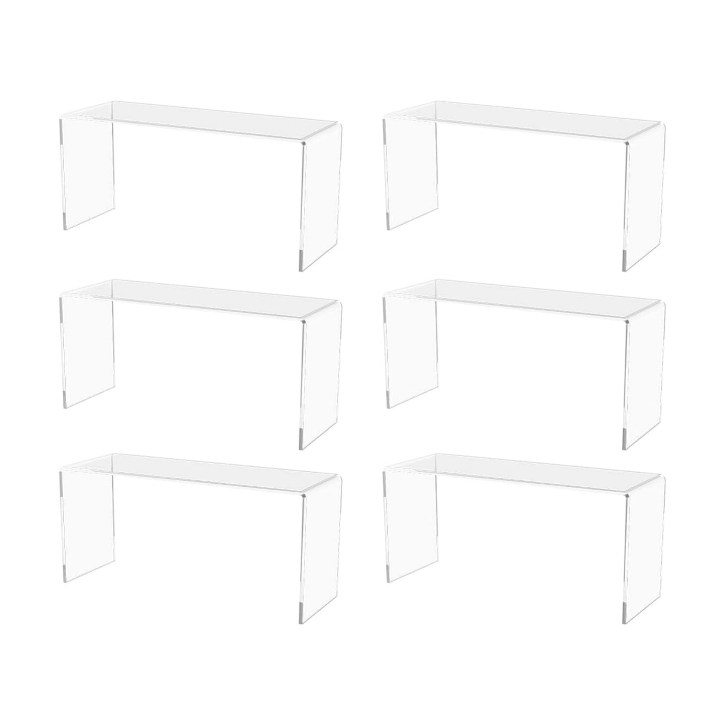 Marketing Holders 6 Pack Clear Acrylic Riser 13 Inch Wide by 4.5 Inch Deep Bench Retail Jewelry Stores One Piece