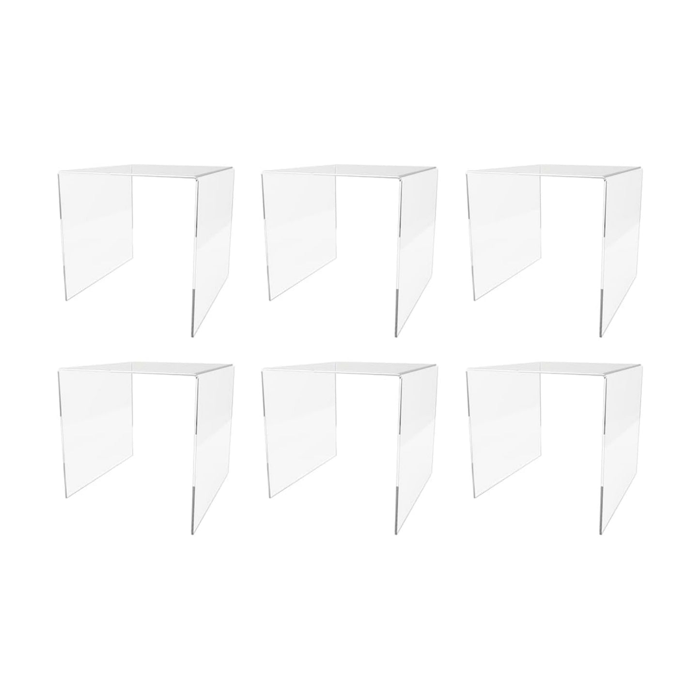 Marketing Holders 6 Pack Acrylic Riser Display Stand 8 Inch Clear Square Countertop Decorative Pedestal Showcase No