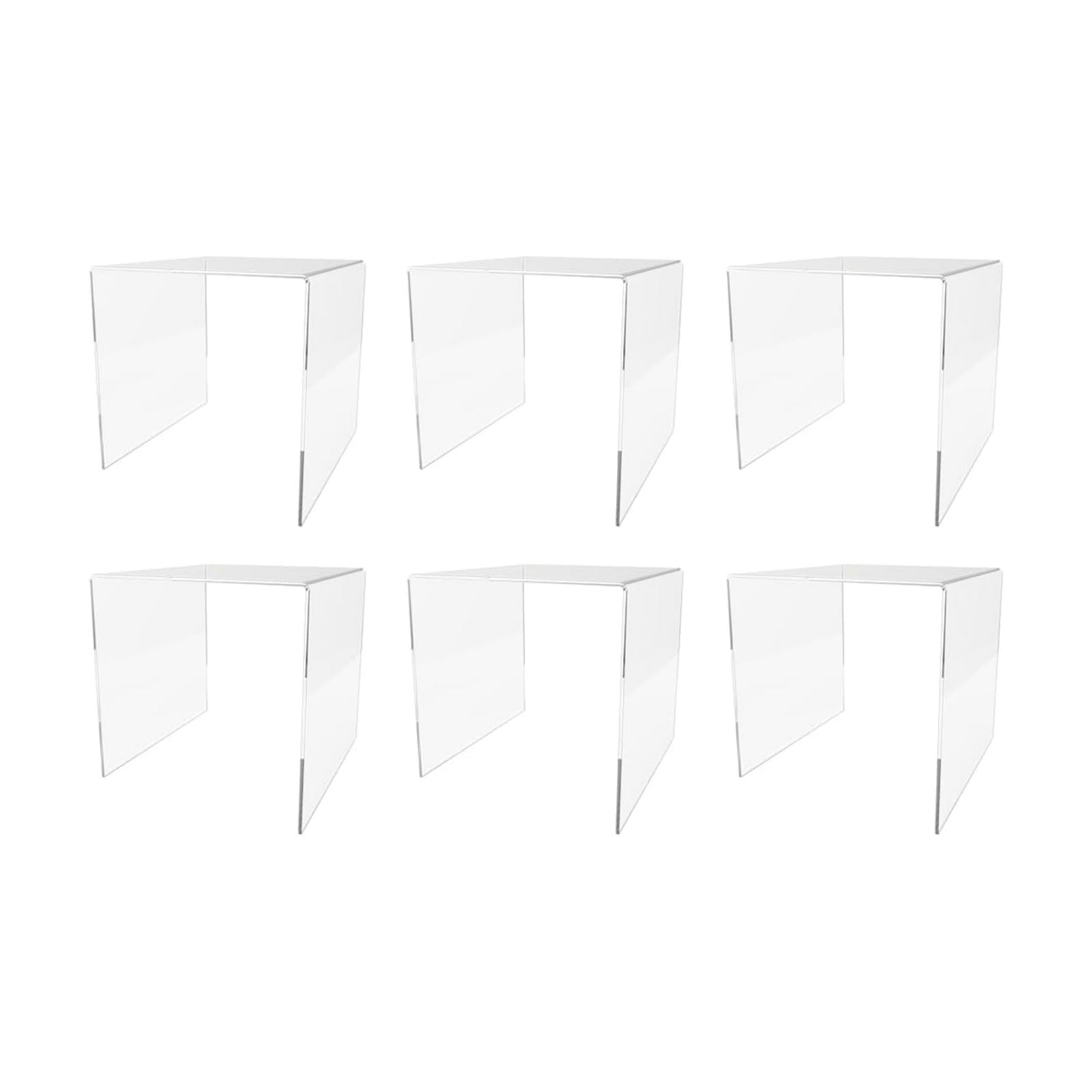 Marketing Holders 6 Pack Acrylic Riser Display Stand 8 Inch Clear Square Countertop Decorative Pedestal Showcase No