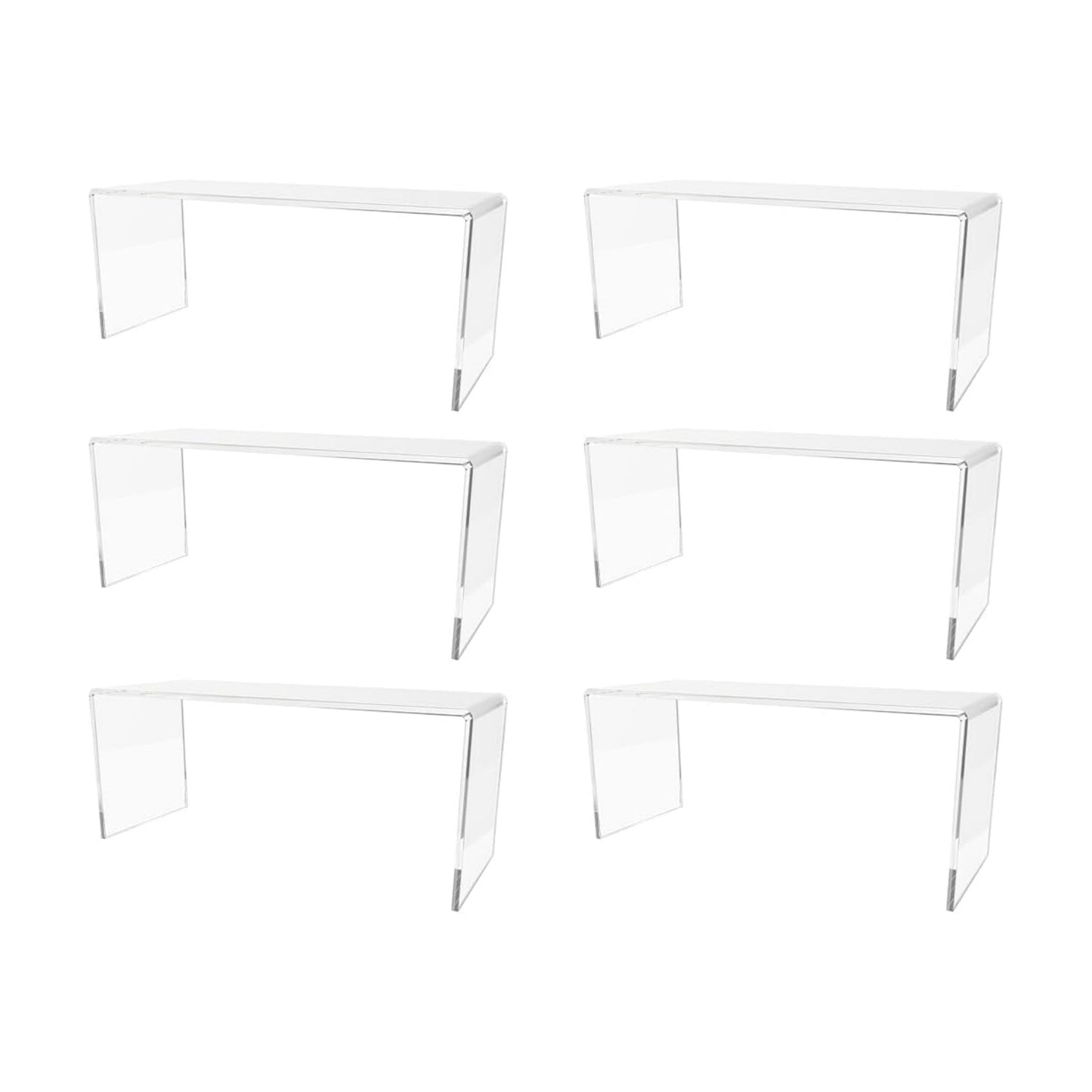 Marketing Holders 6 Pack Acrylic Riser Display Stand 12 Inch Wide by 4.5 Inch Deep Clear Plastic Countertop Tabletop