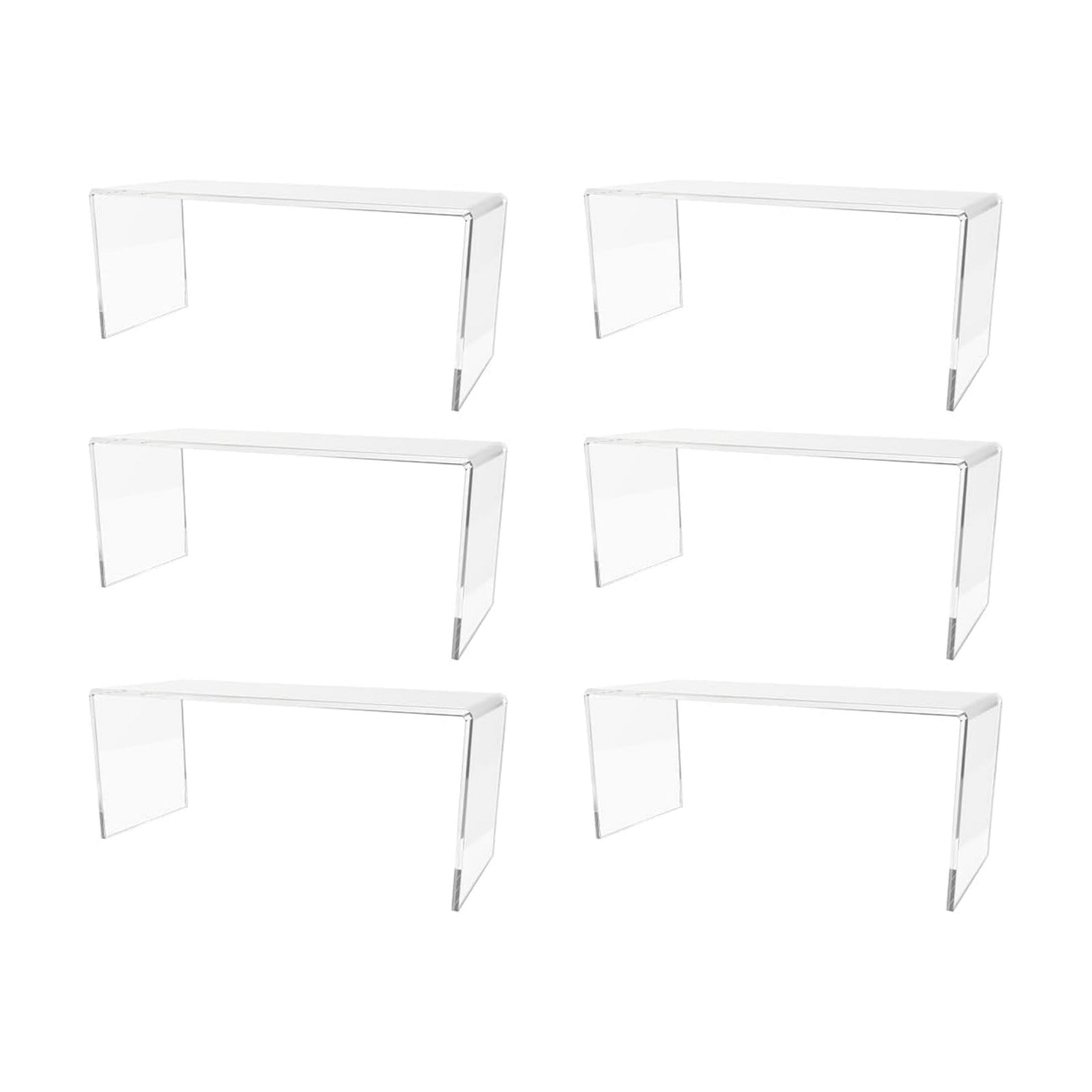 Marketing Holders 6 Pack Acrylic Riser Display Stand 12 Inch Wide by 4.5 Inch Deep Clear Plastic Countertop Tabletop