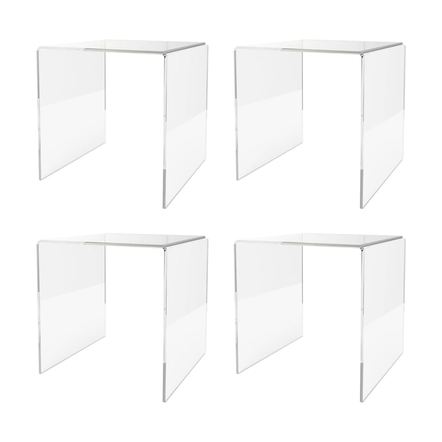Marketing Holders 4 Pack Clear Acrylic Riser Display Stand 6” Reusable Square Platform POP Display Fixture for Retail