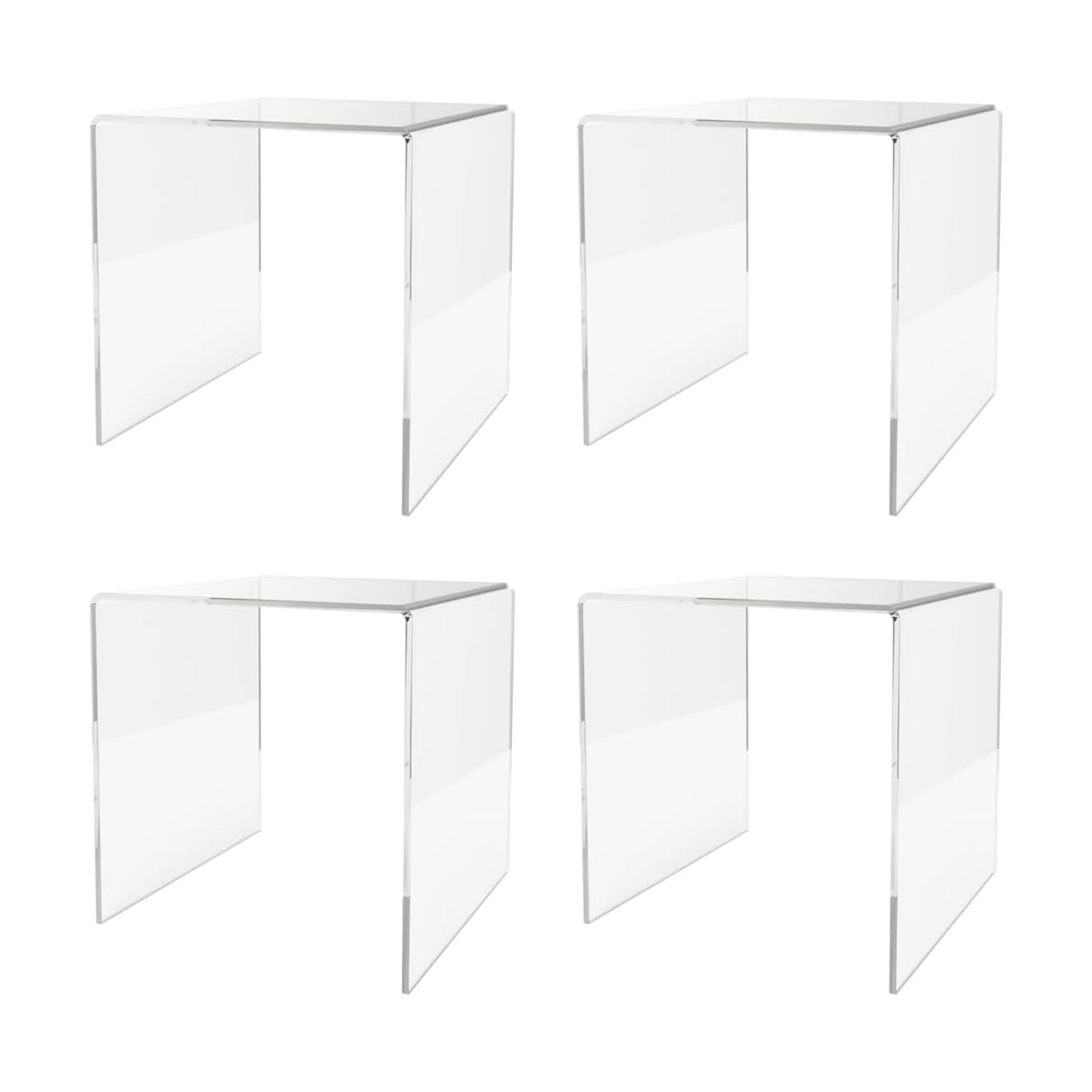 Marketing Holders 4 Pack Clear Acrylic Riser Display Stand 6” Reusable Square Platform POP Display Fixture for Retail
